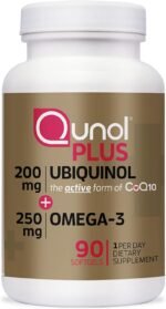 Qunol Plus Ubiquinol + Omega 3, Ubiquinol CoQ10 200mg with 250mg Omega-3 Fish Oil, Extra Strength, Antioxidant for Heart Health, Natural Supplement for Energy Production, (Bovine Version), 90 Count - Image 2