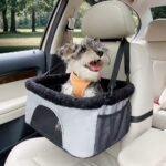 ROODO Dog Car Seat Cat Car Seat Height-Adjustable Car Passenger Seat Dog Booster Seat Collapsible Metal Frame Construction Perfect for Small Pets up to 20lbs (Gray) - Image 2