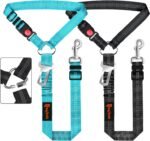Removable Dog Seat Belt Harness for Car, 3 in 1 Pet Dog Car Seatbelt Leash, Retractable Restraint Secures to Vehicle Headrest & Adjustable Reflective Bungee Dog Seatbelt Tether with Poop Bag Holder - Image 2