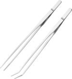 Small Aquarium Tweezers 2PCS Feeding Tongs Straight Tweezer and Curved Tweezer Fish Tank Aquascape Tools for Salt & Fresh Water Fish Tank - Image 2