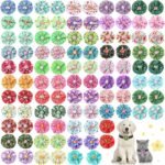 Sweetude 100 Pcs Spring Dog Collar Flowers Charms Bulk Pet Flower Collar Bow Ties Holiday Dog Accessories Grooming Supplies Puppy Bows Slides Attachment for Small Medium Large Dogs Cat - Image 2