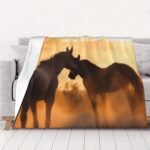 Throw Blanket 40"x30" Bed Blanket Horses in Love Flannel Blankets for Sofa Reversible Plush Blanket Soft Cozy Throw Blankets for Couch Camping All Seasons - Image 2