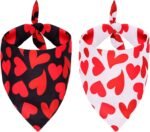 Valentine's Day Dog Bandana 2 Pack Triangle Reversible Bibs Pet Scarfs Accessories Valentine Day Holiday Bandanas Set for Dog Cat - Image 2