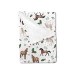 Watercolor Christmas Horses Baby Blanket for Boy Girl Winter Horses Cherry Fir Leaves Flannel Soft Receiving Blankets Farmhouse Animal Swaddle Blanket Newborn Toddler Nursery Bed Crib Blanket 30x40 - Image 2