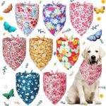 Weewooday 8 Pieces Dog Bandanas for Summer Flower Print Triangle Bibs Floral Puppy Scarf Kerchief Accessories for Dogs Cats Pets(L, Cute Flower Patterns) - Image 2