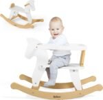 Wooden Rocking Horse for Toddler 1-3 Year Old, Baby Wood Ride-on Toys with Removable Fence for Indoor & Outdoor Activities, Boys & Girls Rocking Animal for Birthday Pink - Image 2