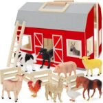 YEEBAY Farm Animals Toys for 3+ Year Old Kids Toddlers Girls Boys, Large Wooden Barn with Animal Play Figures, Farm Playset Educational Learning Toys, Ideal Christmas Birthday Gifts - Image 2