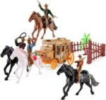 deAO Farm Horse Toys Figures Playsets, Western Riding Adventures, Mini Animal & Figures Playset, Realistic Horses Little People Toys Set for Boy Girl,Great Toy for Kids Aged 3-12 - Image 2