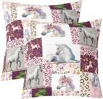 jejeloiu Horse Throw Pillow Covers 16"x16" Set of 2 Soft Kids, Flral Flower Decorative Throw Pillowcases Boys Girls, Horseshoe Western Pillow Cases Cushion Covers, Cushion Cases - Image 2