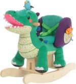 labebe Child Rocking Horse Toy, Stuffed Animal Rocker, Green Crocodile Plush Rocker Toy for Kid 6 Month -3 Years, Wooden Rocking Horse Chair/Rocker/Animal Ride on - Image 2
