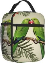 Couple Parrots Olive Lunch Bag for Men Women Insulated Lunch Box for Adult Reusable Lunch Tote Bags Large Capacity Lunch Case Leakproof Cooler Lunch Container for Work Travel Office - Image 3
