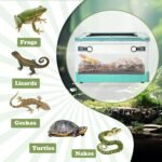 PINVNBY Plastic Reptile Feeding Box with Wheels,Reptiles breeding Enclosure Cages Transparent Amphibians Habitat Terrarium Tank Portable Transport Container for Lizard,Bearded Dragon(Blue) - Image 7