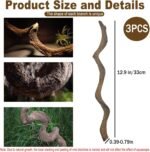 Reptile Decor Natural Forest Branch Terrarium Habitat Decoration Lizard Climbing Tree Branch for Bearded Dragon Gecko Snake Frog Chameleon Spider 3PCS - Image 6