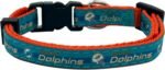 Pets First NFL CAT Collar Miami Dolphins Satin Cat Collar Football Team Collar For Dogs & Cats. A Shiny & Colorful Cat Collar With Ringing Bell Pendant - Image 3