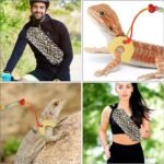 Bearded Dragon Carrier and Leather Leash, Adjustable Harness and Reptile Small Pet Coral Fleece Backpack for Outdoor Travel Walking Rest - Yellow - Image 8