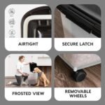 IRIS USA WeatherPro Airtight Dog Food Storage Container 50 Pound, Removable Wheels, for Dog Cat Bird Pet Food Storage Bin, Keep Fresh, Translucent Body, Easy Mobility, Clear/Black - Image 4