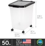 IRIS USA WeatherPro Airtight Dog Food Storage Container 50 Pound, Removable Wheels, for Dog Cat Bird Pet Food Storage Bin, Keep Fresh, Translucent Body, Easy Mobility, Clear/Black - Image 5