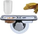 Crested Gecko Feeding Ledge [Non-Suction Cup], with 30 pcs 0.5oz Food Cups, Reptile Food Bowls and Water Dish for Lizard Or Other Small Pet Amphibian Feeder Ledge Accessories Supplies - Image 3