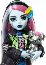 Monster High Frankie Stein Doll in Denim Jacket & Shorts, Includes Pet Dog Watzie & Accessories Like a Backpack, Snack & Notebook - Image 4