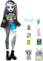 Monster High Frankie Stein Doll in Denim Jacket & Shorts, Includes Pet Dog Watzie & Accessories Like a Backpack, Snack & Notebook - Image 5