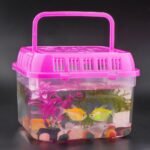 6 Pack Small Reptile Carrier Breeding Box Snake Plastic Hatching Container with Cover Handle for Snake Bearded Dragon Lizard Frog Fish Turtle Hermit Crab (7.48 x 7.48 x 5.5 Inch) - Image 3