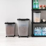 IRIS USA WeatherPro Airtight Dog Food Storage Container, Up to 50 lbs, Removable Wheels, for Dog Cat Bird and other Pet Food Storage Bin, Keep Fresh, Translucent Body, Easy Mobility, Clear/Black - Image 9