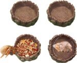 4 Pack Hermit Crab Water Dish Food Bowl, Resin Tree Trunk Reptile Feeding Bowls, Tank Aquarium Accessories for Bearded Dragon Leopard Gecko Lizard Tortoise Snail Toad Frog - 2.75 Inch in Diameter - Image 2