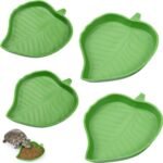 4 Pieces Leaf Reptile Food Water Bowl Plate Dish for Tortoise Corn Snake Crawl Pet Drinking and Eating, 2 Sizes - Image 2