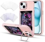 Display Phone Case for iPhone 15 | Built-in Camera Stand | Includes 5 TCG/Photo Display Top Loaders & Sleeves | Compatible with Topps, Pokémon, Baseball, Basketball, Soccer Cards & Photos (Pink) - Image 2