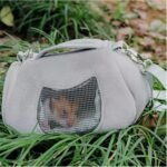 ANIAC Small Pet Carrier Bag with Adjustble Shoulder Strap Hamster Travel cage Breathable Rat Carrier Portable Travel Carrier for Guinea Pig Birds Bearded Dragon Hedgehog (Large, Grey) - Image 3