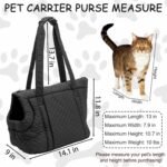 Fhiny Cat Tote Bag Carrier, Small Dog Purse Carrier with Pockets Breathable Pet Carrier Bag Soft Sided Foldable Kitten Travel Bag for Cats Kittens Puppy Rabbits Shopping Travel (Black) - Image 3