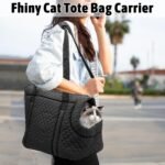 Fhiny Cat Tote Bag Carrier, Small Dog Purse Carrier with Pockets Breathable Pet Carrier Bag Soft Sided Foldable Kitten Travel Bag for Cats Kittens Puppy Rabbits Shopping Travel (Black) - Image 4