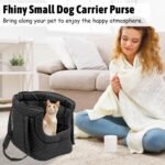 Fhiny Cat Tote Bag Carrier, Small Dog Purse Carrier with Pockets Breathable Pet Carrier Bag Soft Sided Foldable Kitten Travel Bag for Cats Kittens Puppy Rabbits Shopping Travel (Black) - Image 6