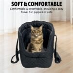 Fhiny Cat Tote Bag Carrier, Small Dog Purse Carrier with Pockets Breathable Pet Carrier Bag Soft Sided Foldable Kitten Travel Bag for Cats Kittens Puppy Rabbits Shopping Travel (Black) - Image 7
