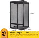 45 Gallon 360° Panoramic Foldable Reptile Terrarium Kit: Crested Gecko Tank and Reptile Cage for Superior Ventilation, Easy Feeding, Sturdiness, and Simple Assembly (Black, 32"x18"x18") - Image 6