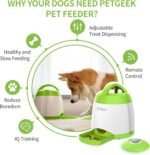 PETGEEK Automatic Dog Treat Dispenser with Button, Dog Button Feeder with Dual Power Supply and Remote Control, Dogs Puzzle Toys and Interactive Pet Toys for Indoor or Outdoor Play(Green) - Image 3