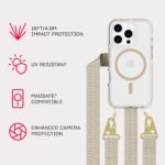 Tech21 EvoCrystal wth Crossbody Lanyard for iPhone 16 Pro - Compatible with MagSafe - Impact Protection Case 15x Military Dtandard Tested - With CrossBody Lanyard -in Gold - Image 5