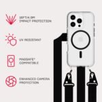Tech21 EvoCrystal ith Crossbody Lanyard for iPhone 16 Pro Compatible with MagSafe - Impact Protection Case 15x Military Dtandard Tested - with Crossbody Lanyard -in Black - Image 5