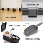 Mighty Tuff 3 Piece Airtight Dog Food Storage Container, Up to 36 lbs, with 5 lbs Dog Treat Container and Portion Scoop – BPA Free Airtight Pet Food Bin on Wheels - Image 4