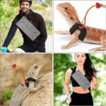 Bearded Dragon Carrier and Leather Leash, Adjustable Harness and Reptile Small Pet Coral Fleece Backpack for Outdoor Travel Walking Rest -Black - Image 7