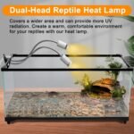 Reptile Heat Lamp, Dual Head UVA/UVB Reptile Light with Cycle Timer, Dimmable Basking Light for Turtle Tortoise Lizard Snake Bearded Dragon and More, 4 Bulbs (2PCS 25W + 2PCS 50W) Included - Image 3