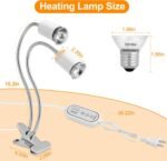 Reptile Heat Lamp, Dual Head UVA/UVB Reptile Light with Cycle Timer, Dimmable Basking Light for Turtle Tortoise Lizard Snake Bearded Dragon and More, 4 Bulbs (2PCS 25W + 2PCS 50W) Included - Image 7