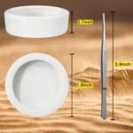 2Pcs Mini Reptile Food Dish Bowls Worm Water Dish Feeder Lizard Gecko Ceramic Pet Bowls with Tongs for Tortoise Lizard Bearded Dragon Frog Leopard Gecko Snake Chameleon(Small, 1.93Inch) - Image 3