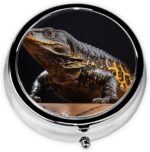 Reptile Monitor Lizard Pill Case Portable Metal Pill Box 3 Compartment Pill Organizer Cute Travel Pill Container Vitamin Organizer for Purse Pocket Travel Gift - Image 3
