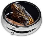 Reptile Monitor Lizard Pill Case Portable Metal Pill Box 3 Compartment Pill Organizer Cute Travel Pill Container Vitamin Organizer for Purse Pocket Travel Gift - Image 4