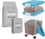 IRIS USA Dog Food Storage Container, 30 lbs & 11 lbs Combo, Cat Food Storage Container, Dog Treat Container, Airtight, Stackable, 2-Cup Scoop, Wheels, Easy Mobility, Blue Moon - Image 3