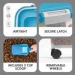 IRIS USA Dog Food Storage Container, 30 lbs & 11 lbs Combo, Cat Food Storage Container, Dog Treat Container, Airtight, Stackable, 2-Cup Scoop, Wheels, Easy Mobility, Blue Moon - Image 4