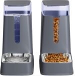 Cat Food Dispenser and Cat Water Dispenser Set with Stainless Steel Bowls Gravity Dog Feeder for Small Medium Big Cat Dog Pet Puppy Kitten, 1 Gallon x 2 - Image 2