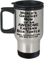 Reptile Themed Gifts, Reptile Travel Mug - World's Greatest Reptile Mom - Eastern Box Turtle - Image 2