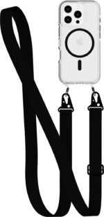 Tech21 EvoCrystal ith Crossbody Lanyard for iPhone 16 Pro Compatible with MagSafe - Impact Protection Case 15x Military Dtandard Tested - with Crossbody Lanyard -in Black - Image 2